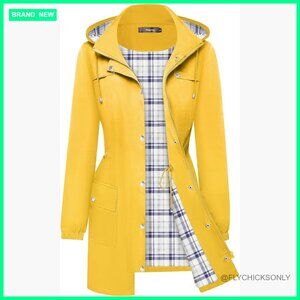 Lightweight Waterproof Raincoat Hooded Trench Coat Polyester